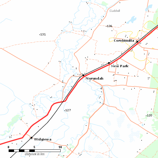 Tocumwal Branch line map