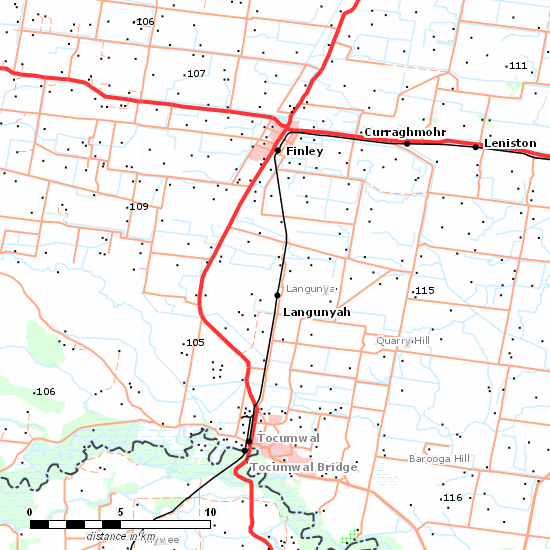 Tocumwal Branch line map