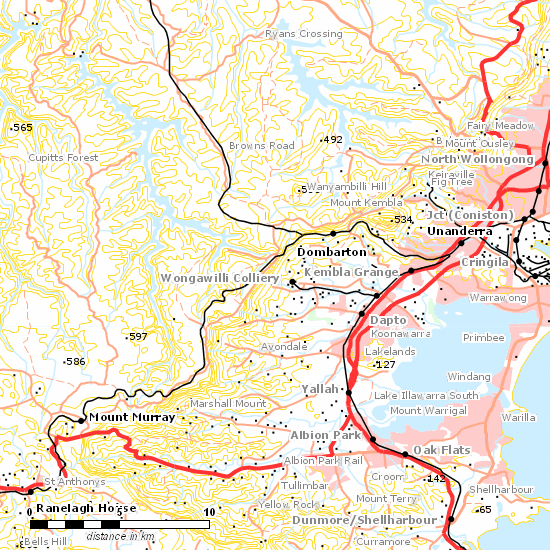 Unanderra - Moss Vale Line line map