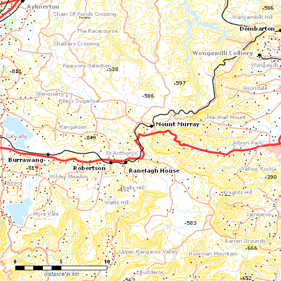 Unanderra - Moss Vale Line line map