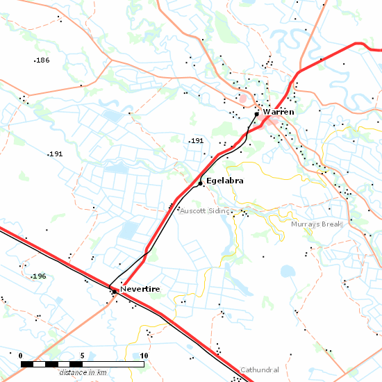 Warren Branch line map