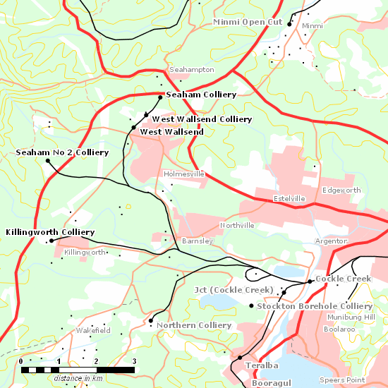 West Wallsend Branch line map