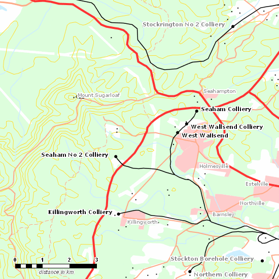 West Wallsend Branch line map