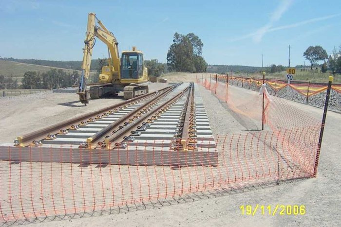 The points now constructed sit on the ground ready to be installed.  This is the view looking north.