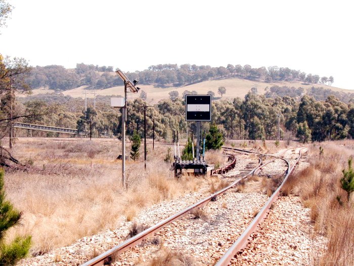 The view looking towards the junction, with the track on the left heading to the Austen and Butta siding.