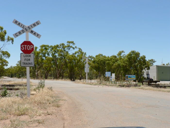 The view looking north through the adjacent level crossing.