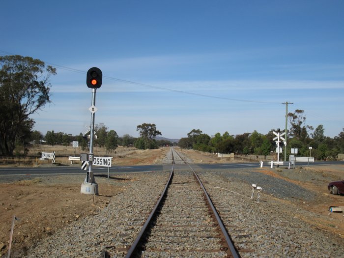 The level crossing at the up end of the location.