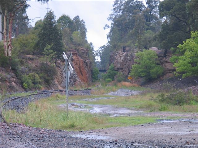 
The view looking up the line.  In the distance can be seen the bridge
which once carried the Kalingo railway over the branch at this point.  It
now serves a fire trail.
