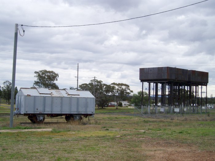 Adjacent to the is a preserved covered wagon on a short piece of isolated rail, probably the remains of the former repair siding.