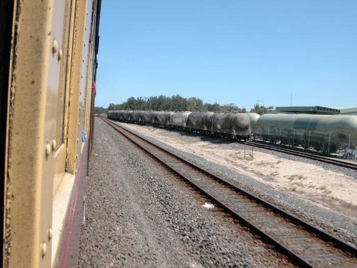 A view of the loop line and cement wagons in the Blue Circle Cement siding.