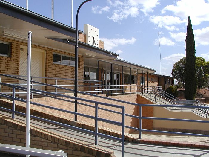 
A view of the street side of the main station.
