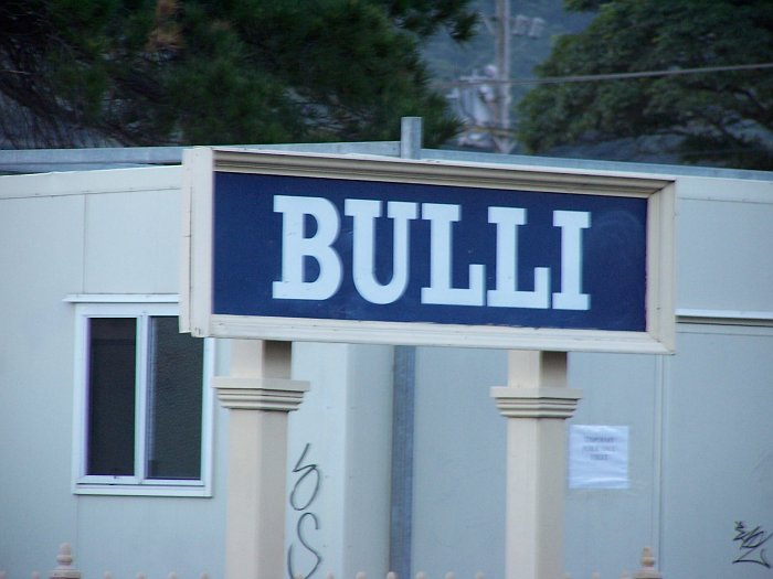 The older-style station name-board.