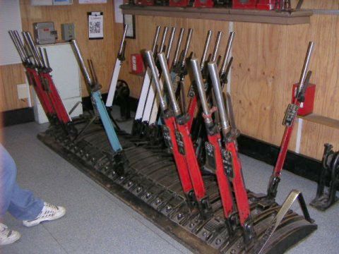 
The lever frame inside the signal box.
