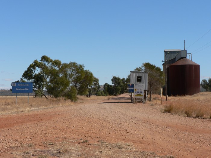 The view looking west towards the silo complex.