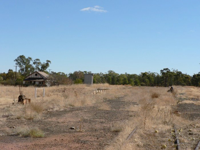 The view looking north towards the dead end, showing the passenger platform and loading bank.