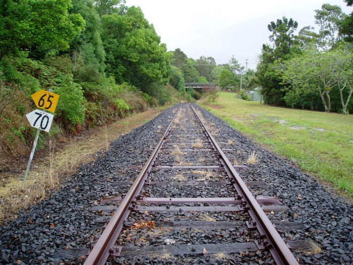 The view looking down the line. The former station was located on the right hand side of the track.