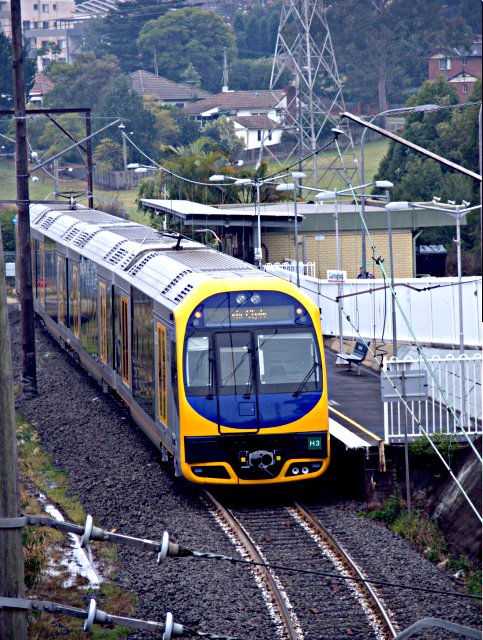 A set of new Oscar cars under test, stand at Carlingford Station.