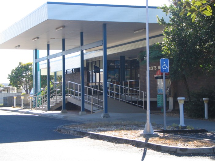 A close up view of the station entrance.