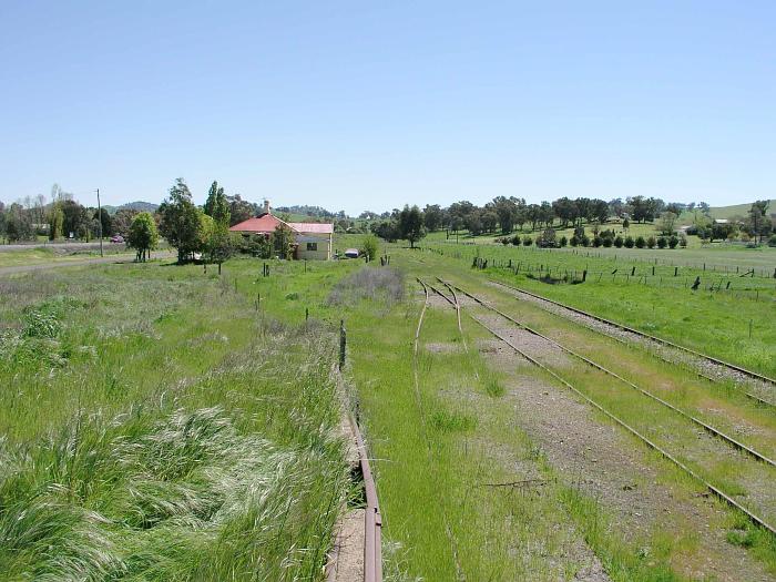 
The view looking up the line from the goods bank to the station remains
and former station-master's residence.
