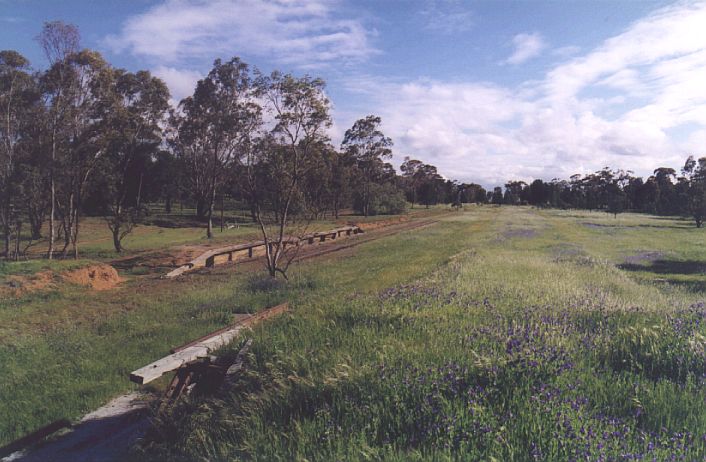 
The remains of the platform viewed from the top of the goods bank.  This
view is looking to the south.
