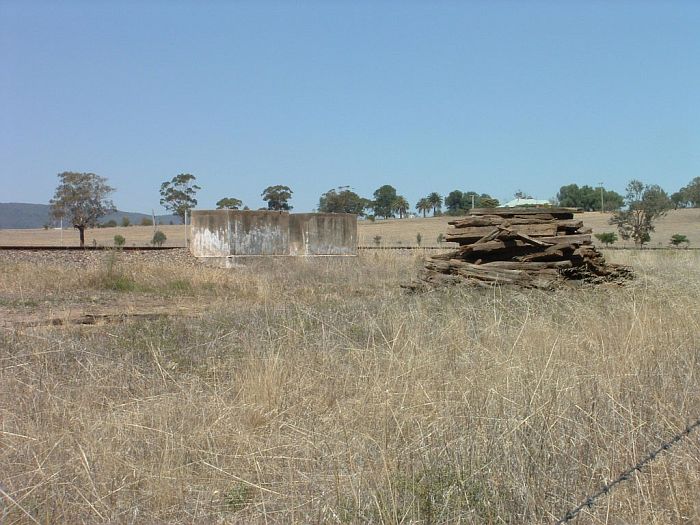 
A view looking southwards. Only 2 concrete pillars remain at far southern end.
