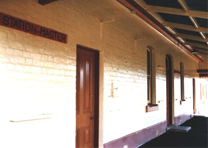 
The new fittings of the station-masters office entrance betray its
re-use.
