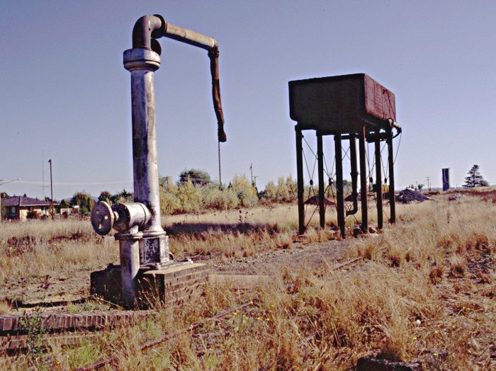 The Water column and tank with extra jib for double headers at Deepwater Station.