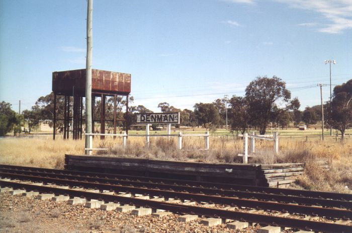 
The truncated sleeper-build platform at Denman still sports a nameboard,
although it no longer sees passengers.
