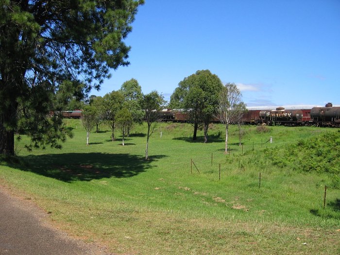 The view looking across to a number of carriages and wagons inthe sidings.