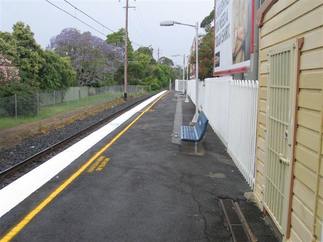 
The view looking north along the single platform towards Carlingford.
