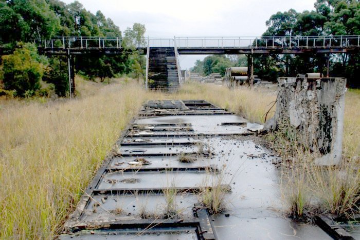 The view looking across the signal box remains to the overhead stairs.