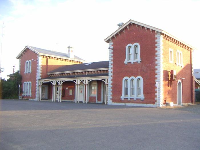 
The road-side approach to the station.
