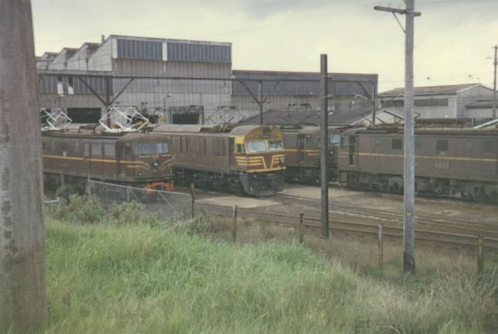 
The electric loco servicing facility at Enfield, showing an assortment of
locos.
