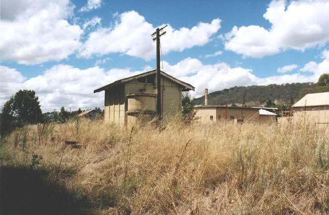 
Another view of the station building. Supports for the platform can also be
just made out in the overgrown grass.
