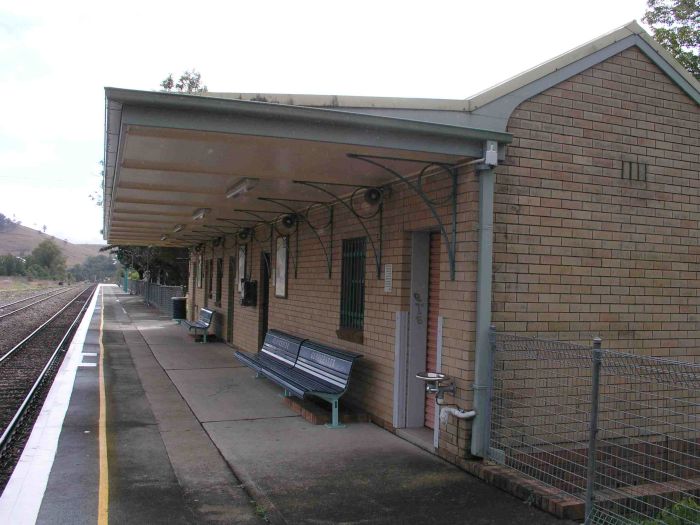 
A closer view of the modern brick building.
