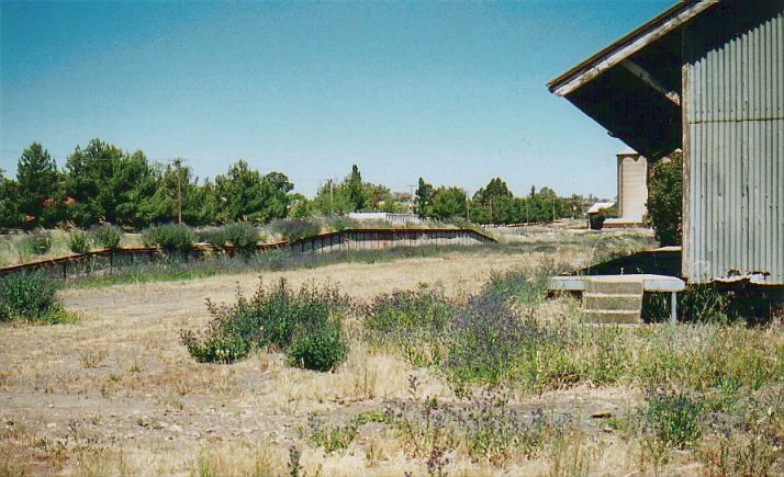 
A view of the goods bank and remains of the yard just behind the goods shed.
There is a restoration information sign here which says the line closed mid
70s, the last steam train visited in 1979 and station masters house has
been demolished.
