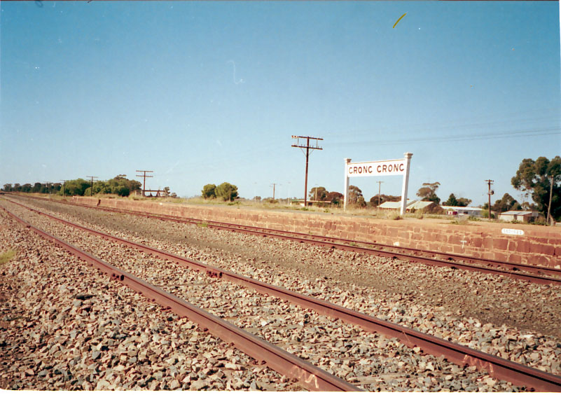 
The platform at Grong Grong still sports its station name board.
