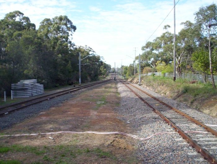 The view looking towards Sutherland. The concrete sleepers on the left are for an upcoming resleepering project.