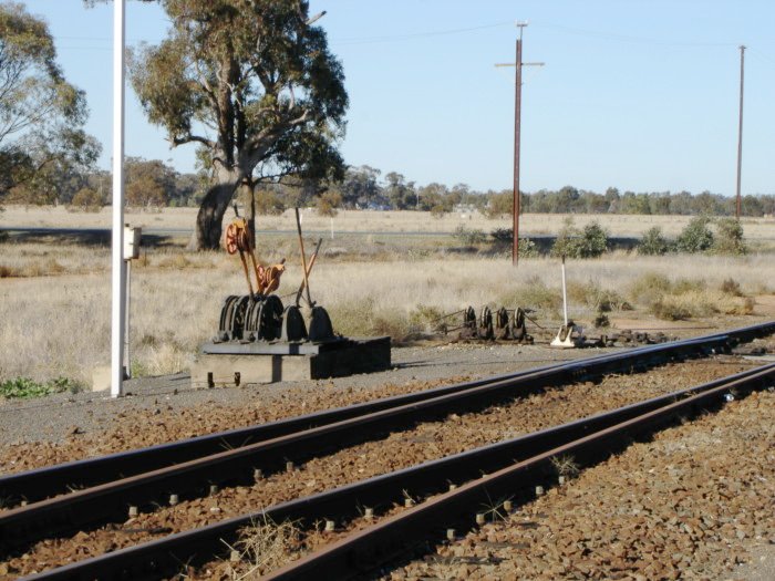 The points levers and chains adjacent to the junction.