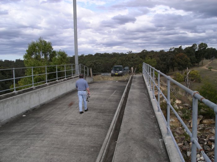 The view looking back from the southern half of the partially-completed bridge.