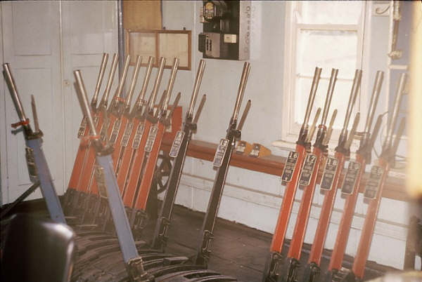 The lever frame inside the signal box.