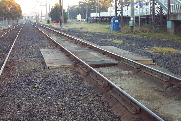 
The view looking towards the entrance to the yard.  The station is
on the right.
