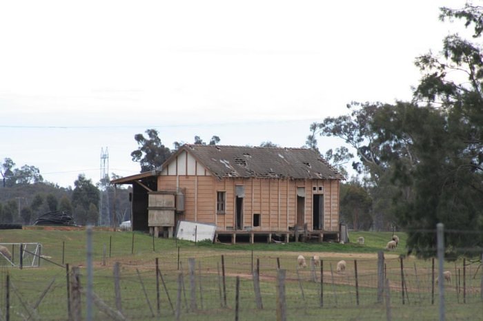 A view of the rear of the station building show some deterioration.