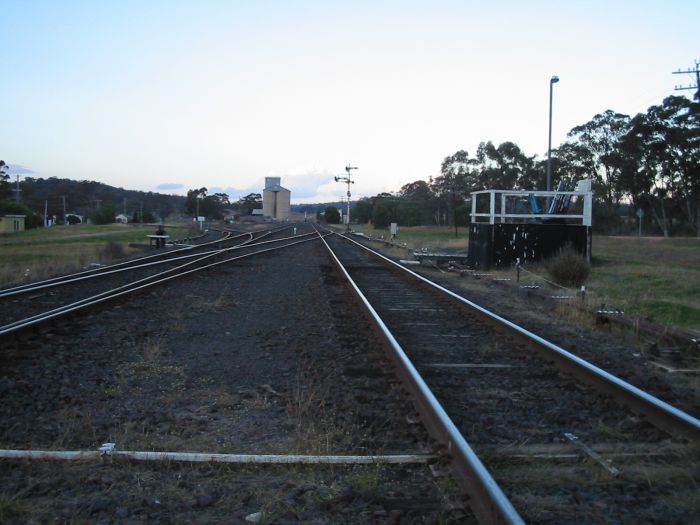 
The view looking down the yard in the direction of Binnaway.  The station is
in the distance behind a tree.
