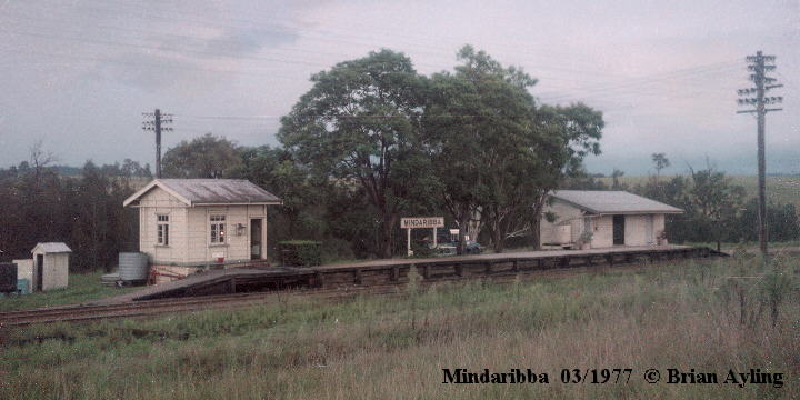 
A view of the down side platform, with signal box at the Sydney end.
Electric staff safeworking was still in use at the time of this photo.
