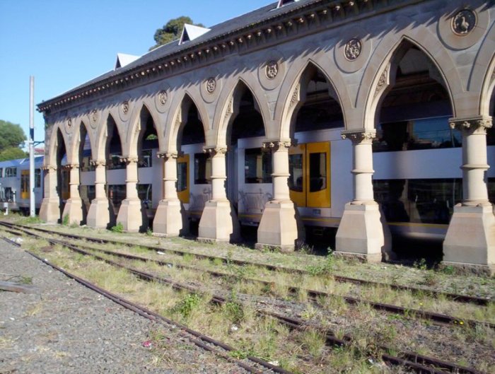 The beautiful stone work on Regent Street (Mortuary). The age difference between the station and the train (M30) is about 130 years.