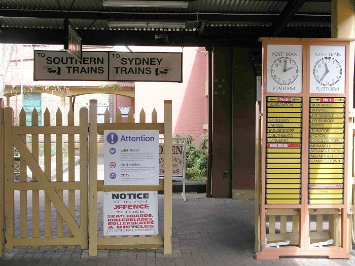 
The barrier indicators and other signage at the entrance to the station.
