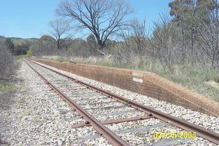 The station platform located on the Down side of the line.