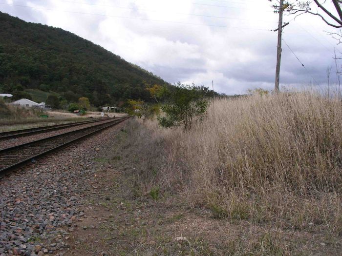 
The view looking down of the dir bank which is all the remains of the platform.
