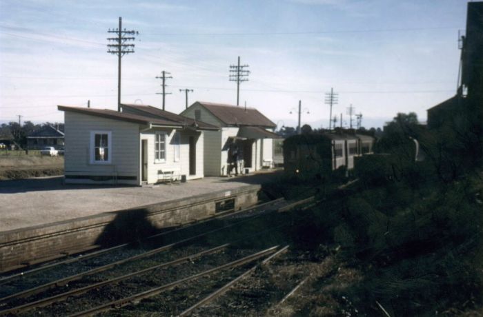 
Prior to electrification the sleepy station of Mulgrave on the Richmond line
shows a pair of up Railmotors arriving to take on minimal passengers.
